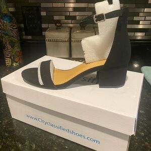 Cityclassified Black Block Heel Sandals